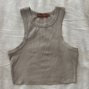 Beige Botany Cropped Shirt – Basic Neutral Tank